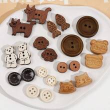 Wooden Panda Round Button Bracelet Earrings DIY Jewelry Handmade Accessories - A Light-colored Panda Head - View 1
