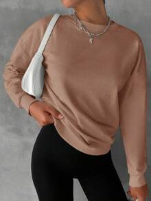 Off-The-Shoulder Sweatshirts And Long-Sleeve Tops For Fall/Winter - Mocha Brown - View 2