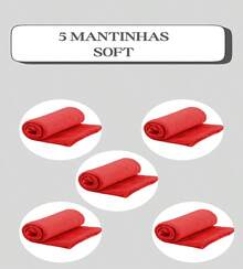 Set Of 5 Pet Blankets 80cm X 100cm Comfortable With Hemmed Finish - 紅色 - 查看 5