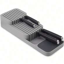 Professional Lying 2 Tier Knife Block,Compact Kitchen Knife In-Drawer Organizer,Drawer Insert For Kitchen Utensils,Streamlined Storage For Efficient Kitchen Organization - Grey - View 6