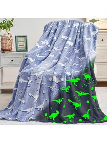 Luminous Dinosaur Blanket, Suitable For Sofa Beds. Ideal As A Gift For Halloween, Christmas, And Birthdays. Suitable For Infants And Children, It's A Cute Blanket. The Luminous Blanket Is Made Of Soft And Comfortable Flannel, For Both Boys And Girls. - Blue Dinosaur - View 10