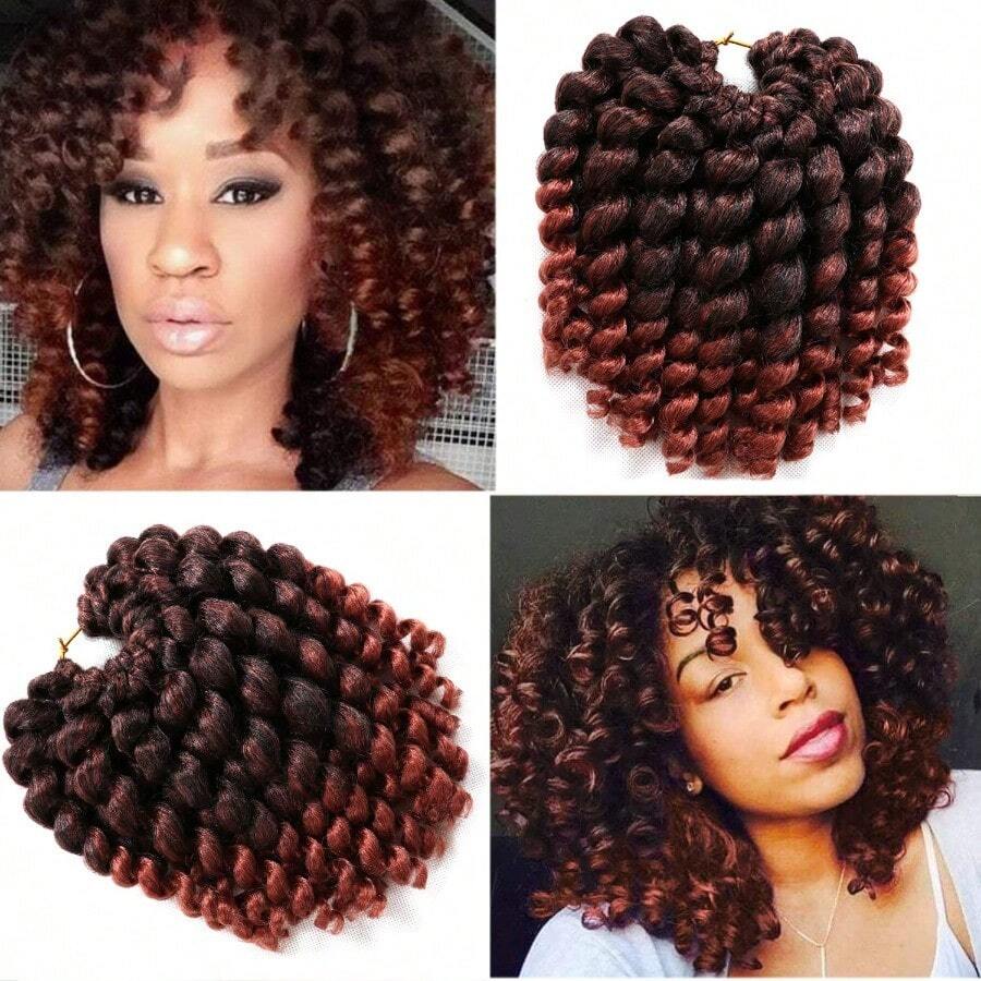 XZGB 8 Inch Jamaican Bounce Crochet Hair 22 Strands 4 Packs Jumpy Wand Curly Crochet Hair For  8 Inch 4 Packs T1B-350# - T1B350 - View 1