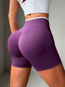 Aoqta Sports Women's Shorts Spring Outfit Casual Color Collision Splicing Cross High Waist Tight-Fitting Hip Yoga Shorts Gym Wear For Sports Fitness Running Yoga