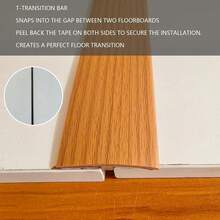 1条 1米x5厘米 模压柔性自粘T型地板过渡条，可弯曲T型橡胶装饰T型过渡条，易于DIY安装，适用于硬木、复合板和瓷砖地板的缝隙覆盖，也适用于瓷砖与复合地板的过渡（100x5厘米） - 彩色 - 查看 4