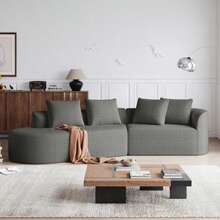 Chenille Sofa Modern, Large, Large Ecksofa, 4-Sitzer, Extra Tie And Large Sitz, Large Wolkencouch Mit 4 Zierkissen, Free Combination Sofa For Wohnzimmer And Schlafzimmer - DARK GREY2 - View 4
