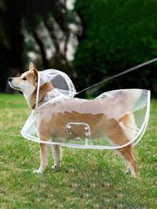 透明防水狗狗雨衣 - 全身EVA材质带帽（建议购买大一码；请在购买前测量您宠物的尺寸，以确保穿着舒适） - 無色 - 查看 2