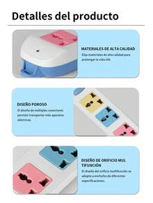 2 Piezas Extensión Eléctrica Uso Rudo Reforzada,Regleta multicontactos electricos con 4 salidas, Regleta Multicontacto, Protector de Sobretensión, Puerta de para niños, Cable de Extensión,110V-220V, un enchufe de pared, fácil de transportar, adecuado para uso doméstico, oficina y viajes. - 2 piezas - Ver 7