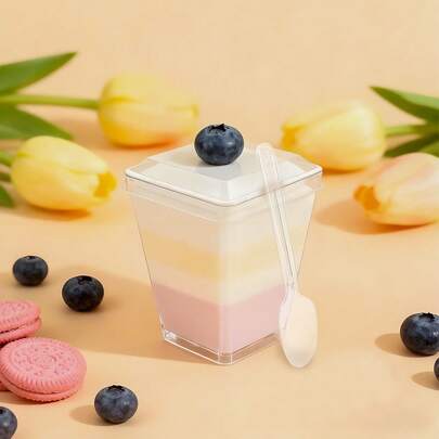 20/50/100pcs 5oz Reusable Dessert Cups With Lids And Spoons - Multipurpose Clear Party Cups For Banana Pudding, Yogurt Parfait, Mousse Cake And Ice Cream - Durable And Stackable, Suitable For Birthday, Wedding, Party Supplies, Wedding Catering - Holiday Food Prep Containers, Stackable Design, Lightweight Material, Event Planners