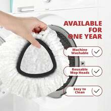 Mop Replacement Heads For O-Ceda Mop Replace Head EasyWrin Spin Mop Heads Replacements, Microfiber Spin Mop Refills, Easy Cleaning Mop Head Replacement (White-3 Mop Heads) - 白色 - 查看 4