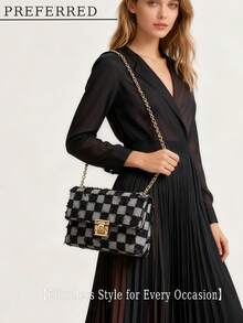 Women's Quilted Crossbody Bag, Stylish Shoulder Bag, Handbag, With Chain Shoulder Strap, Distressed Denim Crossbody Bag, Button Quilted Handbag, Women's Western-Style Wallet, Fashionable And Versatile, Suitable For Commuting, Shopping, Dates, Holiday Gifts, And Birthday Gifts. - 彩色 - 查看 8