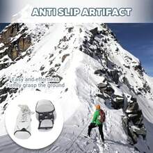 4/2 Pieces Ice Cleats With 8 Spikes, Stainless Steel Studs, Winter Outdoor Anti-Slip Traction Device, Suitable For Walking, Hiking, And Mountaineering, Anti-Slip Ice Grippers - Anti-Ice Device, Suitable For Hiking, Ice Climbing, Hunting, Running, And Winter Walking - Compatible With Ski Boots/Regular Shoes - Suitable For Snow, Ice, And Rocky Terrain