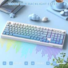 ATTACK SHARK K100 99-Key Wireless Gaming Membrane Keyboard, With Media Knob, 3-Mode Bluetooth/2.4GHz/USB-C, Side-Printed Keys, RGB Backlight, Retro Cute Cream Color Silent Computer Keyboard, Suitable For PC - Multicolor - View 6