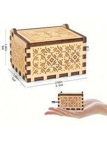 Music Box-Handle Music Box Wooden Retro Music Box For Boys And Girls, Valentine's Day Gift, Great Gift For Friends - Multicolor - View 3