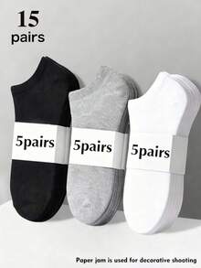 18 Pairs Unisex Sports Socks, Women Short Socks In White/Black/Gray, Invisible Socks, Solid Color Minimalist Women's Boat Socks, Disposable Thin Breathable Women's Boat Socks For Summer & Autumn, Suitable For Casual Daily Wear, Available In 1/2/6/12/18/24/30/36/40 Pairs - Multicolor - View 1