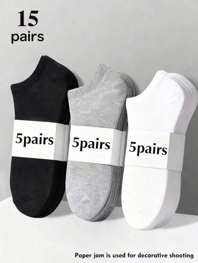 18 Pairs Unisex Sports Socks, White/Black/Grey Ankle Socks, Invisible Socks, Solid Color Minimalist Style, Suitable For Casual Daily Wear, Available In 2/6/12/18/24/30/36/40 Pairs