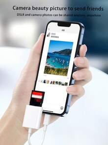 2-In-1 High-Speed Data Transfer Card Reader, Supports TF/SD Cards, Convertible Type-C/Lightning Interface, OTG Function - White - View 11