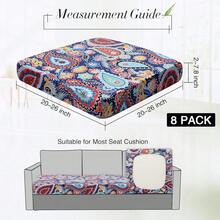 Newwiee 8Pcs Patio Cushion Covers Stretch Outdoor Cushion Cover Replacement For Patio Furniture Sofa Couch Slipcovers, Soft Flexibility Washable Furniture Protector(Waterproof Paisley,Vivid Color),One-Size,VividColorWaterproofPaisley - 鮮豔色彩防水佩斯利 - 查看 3