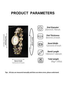1 Set Mother's Day Women's Watch Set, Fashionable Elegant Round Dial Quartz Watch With Heart-Shaped Pendant Necklace, Earrings, Ring And Bracelet. This Jewelry Set Is Suitable For Daily Wear, Birthday Gift, Back To School, Thanksgiving And Romantic Occasions, Best Choice (Excluding Gift Box) - Gold - View 5