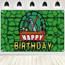 Decoraciones para fiesta temática - Fondo de pantalla de tortuga héroe verde - Multicolor - Ver 3