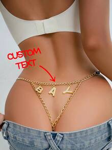 Customized G-String, Gold Pendant, Customizable Name, Customizable Any Name, Couple G-String Bikini, Christmas Gift, Merry Christmas, Customized Christmas Lingerie - Black - View 4