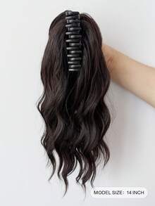 14 Inch Synthetic Wig Ponytail Women's Mid-Length Short Curly Hair Strap Style Curly Big Wave Wig Piece(Natural Black, Light Brown, Dark Brown, Brownish Black) - Multicolor - View 3