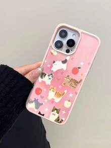 Funda magnética rosa con adorables gatos, diseñada con divertidos gatitos y manzanas, compatible con  17,  16,  16 Pro Max,  15,  15 Pro Max,  14,  13 y  12. Igual que el  11 Pro, está hecha de TPU y es resistente a los golpes. Es un regalo excelente para familiares, amigos, niños, cumpleaños, fiestas de primavera, días festivos, novios, novias y San Valentín. - Rosa - Ver 3