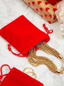 10pcs/30pcs - Wedding Party DIY Material Boxes, Velvet Jewelry Pouches, Gift Drawstring Bags, Red Gift Packaging Bags, Valentine's Day, Mother's Day, Back To School, Party Favor Bags, Birthday Gifts, Gift Bags, Packaging