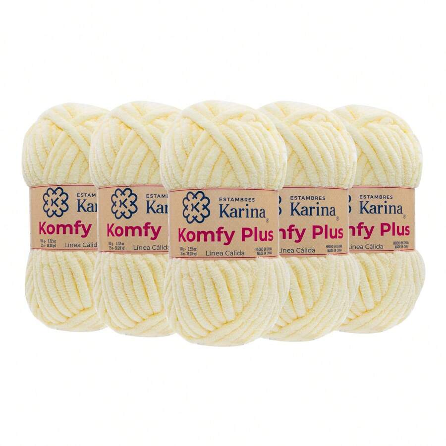 ESTAMBRE KOMFY PLUS PAQ 5 MADEJAS 100 GRS C/u COLOR POR PAQUETE ESTAMBRES KARINA - 26 Hueso - Ver 1