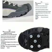1 Pair Outdoor Anti-Slip Shoe Covers, 8-Teeth Stainless Steel Ice Cleats For Snow, Ice Traction Crampons For Winter Slip Prevention - Black - View 9