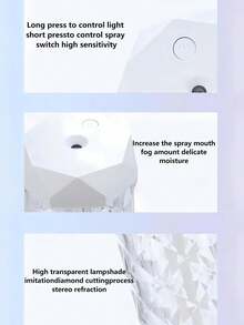 1个水晶加湿器，400毫升/USB供电，家用及卧室适用，空气净化器，空气清新剂，低噪音，不影响睡眠 - 查看 9