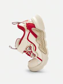 Balabala Infant Toddler Sport Shoes, Soft Non-Slip Cute Sneakers - White and Red - View 6