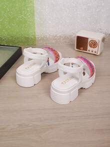 Summer New Girls Fashion Flat Sandals, Bowknot Decor Sweet & Cute Thick Sole, Suitable For Children Outdoor Play & Vacation - 粉色 - 查看 6