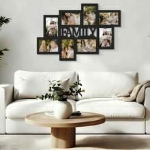 Jerry & Maggie Modern 8-Opening Family Photo Frame Set | Chic Black Wall Decor Collage Frames Fit 4x6 & 6x4 Photos, Perfect For Living Room/Bedroom Home Decor, Christmas Gift - 黑色 - 查看 4