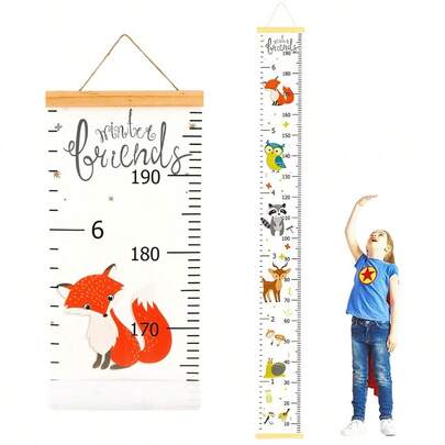 XZGB Baby Height Growth Chart Canvas Height Measuring Chart For Child Toddler Boys Girls 79" X 7.9" Hangable And Removable Waterproof Wood Ruler For Wall Room Nursery Décor