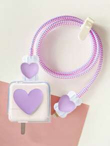 Set de 5 protectores de carga con forma de corazón 3D, compatibles con cargador y cable de datos Apple de 30W-35W - Multicolor - Ver 15