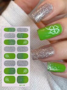 2 Pcs/Set Of St. Patrick's Day Full-Coverage Waterproof Nail Stickers, Such As Four-Leaf Clovers And Green Hats Nail Strips. For Holiday Use And As Gift For Girls Nail Decals Nails Nail Supplies - Multicolor - View 15