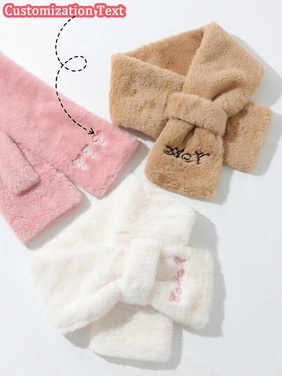 1pc Customized Autumn/Winter Fashion Embroidered Name Fleece Scarf, Versatile Warm Neck Gaiter, Outdoor Windproof Scarf, Multifunctional Headband Face Mask, Personalized Scarf, Birthday Gift, Party Favor, Anniversary Gift, Unique Scarf Accessory