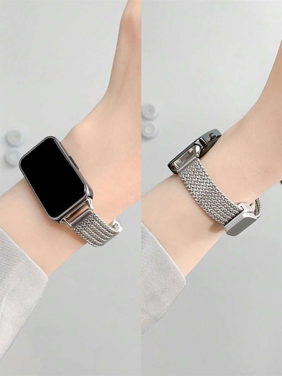 1 dây đeo đồng hồ từ tính kim loại tối giản, tương thích với Band 10/9/8/7 phiên bản NFC. - Bạc - Xem 1