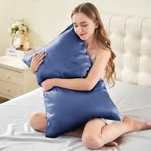 INFIIXSO Mulberry Silk Pillowcase For Hair And Skin, Silk Pillow Cases Standard Size With Hidden Zipper 20x26 Inches, Extraordinary Smooth And Soft Cooling Pillow Cases For Hot Sleepers(Navy, 1 Pack),Standard(20inchX26inch),Navy - Navy - 查看 4