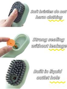2pcs Multifunctional Liquid Shoe Brush Household Press-Out Liquid Shoe Cleaning Tool Press-Type Soft Brush For Clothing Cleaning - Multicolor - View 4