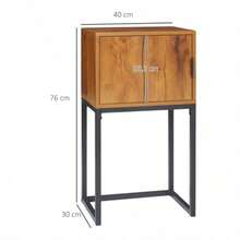 Console Table, Hallway Table With Cabinet In Industrial Design, Side Table, Steel, Natural Finish, 40x30x76 Cm - màu nâu - Xem 2