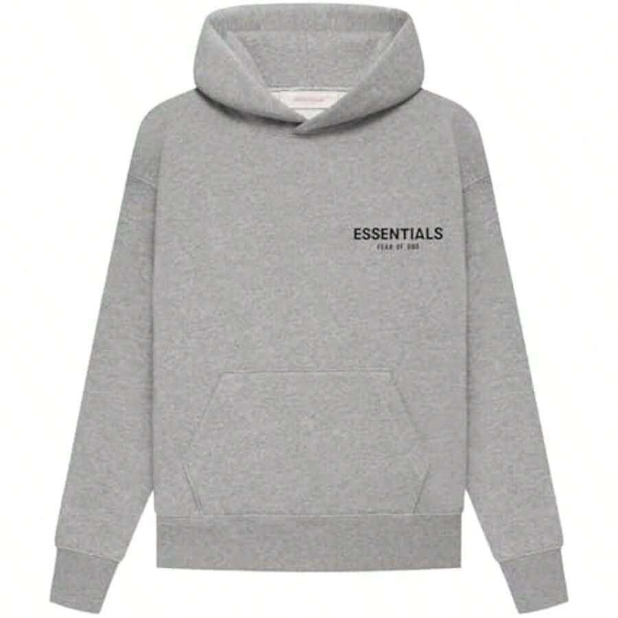 Essentials -Fear Of God Oversized Hoodie Collection FW21-FW2 MEN WOMEN Hoodie Vintage Flocking Craftsmanship Combined With Modern Breathable Technology, Warm Cotton Flocking, Loose Urban Functional Wear, High-End Cotton To Create An Urban Street Style, Loose Silhouette Non-Ge - Yến mạch đen - Xem 1