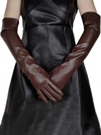 50cm Guantes largos de piel de imitación multicolor cálidos de moda para mujer en otoño e invierno, adecuados para bodas, actuaciones y cosplay