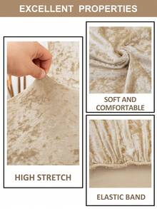 1/4pcs Solid Color Velvet Dining Chair Cover, Modern Stylish Autumn/Winter Elastic Home Dining Chair Protector, Suitable For Living Room, Dining Room, Hotel, Banquet - Champagne Gold - View 4
