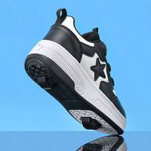 夏季青少年学生成人情侣潮流时尚透气低帮运动鞋双轮户外运动溜冰鞋男女