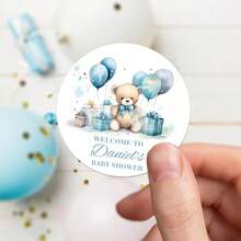 UNICCUT Custom Teddy Bear Stickers, Personalized Baptism Birthday Labels, Gender Reveal Party Favors - Multicolor - View 8