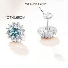 1 Pair 925 Sterling Silver 2 Carat Round Moissanite Stud Earrings For Women, Daily Wear, With GRA Certificate And Gift Box - 1CT*2 - View 7