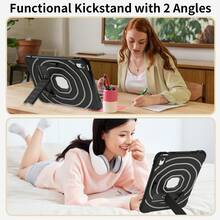 Military Industry Anti-Fall 1pc Military-Grade Shockproof Protective Case With Stand, Suitable For IPad 10th Generation 10.9-Inch (2022), IPad 11-Inch 11th Generation (2025), IPad 11 (A16, 2025), IPad 7th/8th/9th Generation 10.2-Inch (2019/2020/2021) - Black and Gray - View 9