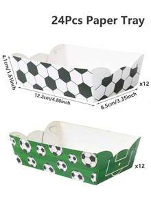 12个装足球主题一次性纸托盘，食品包装盒，礼品盒，面包盒，蛋糕盒，饼干盒，糖果盒，薯条爆米花盒，甜甜圈盒，足球运动主题生日派对用品，生日蛋糕托盘，节日活动烧烤派对配件，一次性餐具派对礼品 - 足球 - 查看 9