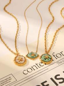1pc Resin Crushed Seashell & Starfish Pendant Necklace, Lightweight Dainty Choker For Women Daily Wear - Multicolor - View 1